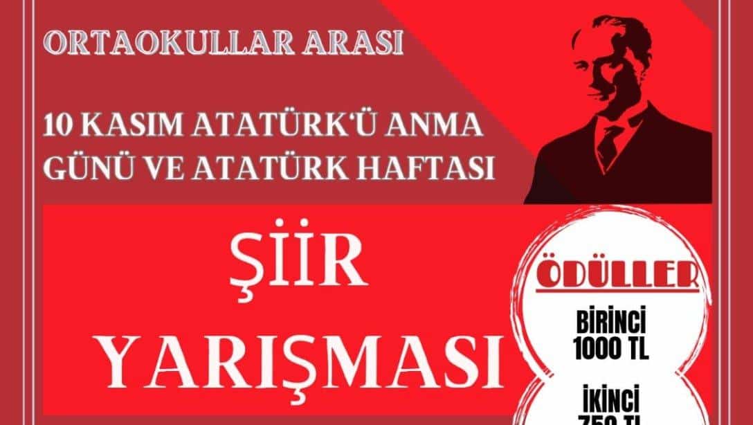 İlçemizde 10 Kasım Atatürk'ü Anma Günü vr Atatürk Haftası Kapsamında Şiir Yarışması Düzenlenecek